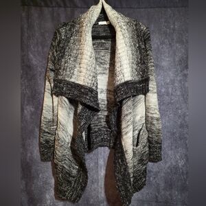 Reitmans Black and White ODraped Front Knitted Sweater